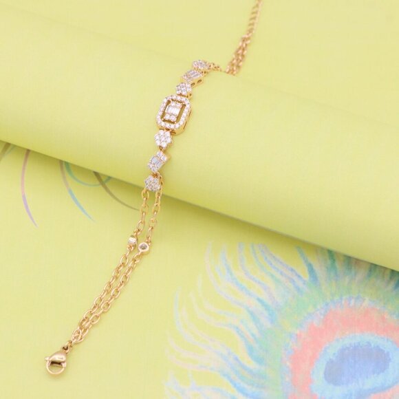 "Elegant Rose Gold Bracelet with Sparkling Gem Accents, XPBL0936 - Picture 5 of 14